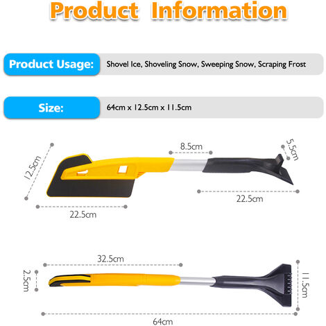 Grattoir à glace Pelle à neige pour voiture de stockage amovible de 64 cm