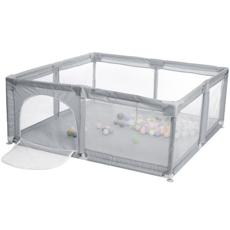 Parc Bébé Pliable Wholede – 150x180 Cm, Noir, Avec 50 Balles Et 4 Mains Courantes, Pour Intérieur, âge 0-3 Ans