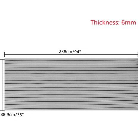 2400x900x6mm Tapis adhésif pour bateau, Plancher de Yacht en mousse EVA - Gris