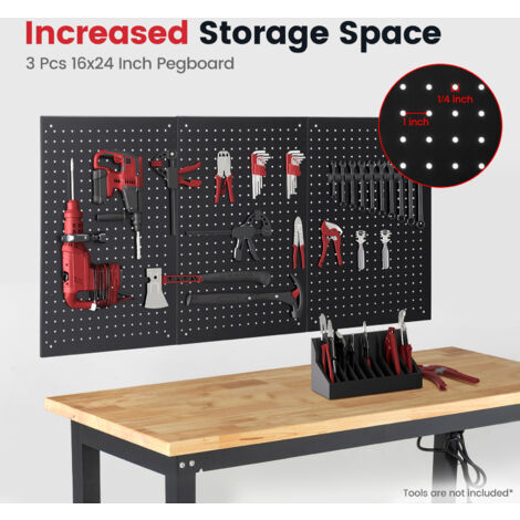 Etabli avec 2 Étagères 122x50.8cm, Réglable en hauteur, Table de Travail avec panneau perforé
