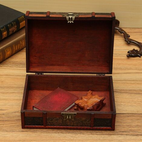 Vintage Coffre au trésor en bois Bijoux Bijou Boîte de Rangement Organisateur Avec Serrure UK
