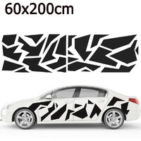 1PCS 200x60 cm voiture coté corps autocollant bricolage vinyle décalcomanie  décor graphique Triangles noir