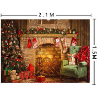 Toile de fond pour photographie de Noël Bonhomme de neige Père Noël Cadeau de Noël Décoration de fête 2,1 x 1,5 m