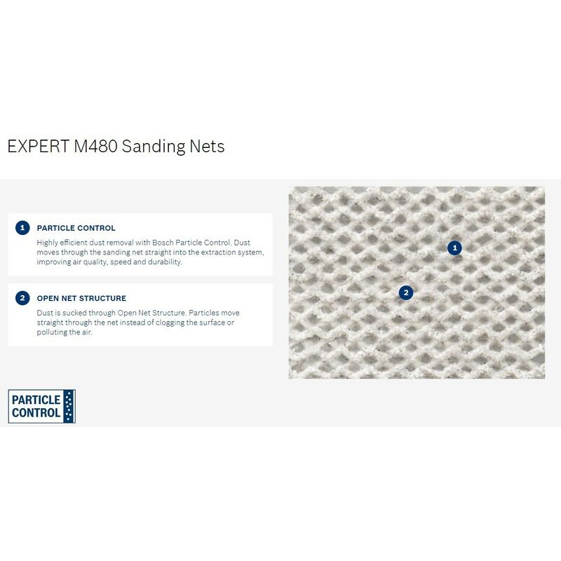 Bosch Expert M480 Sanding Net - 150mm Grit 320, 50 Pack For Random Orbital Sanders, Dust Control - View #9