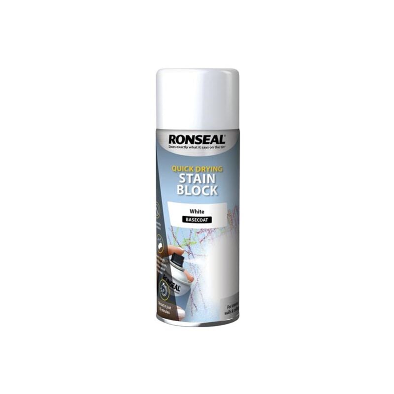 Ronseal 35103 Quick Drying Stain Block Aerosol White 400ml RSLSBW400AER