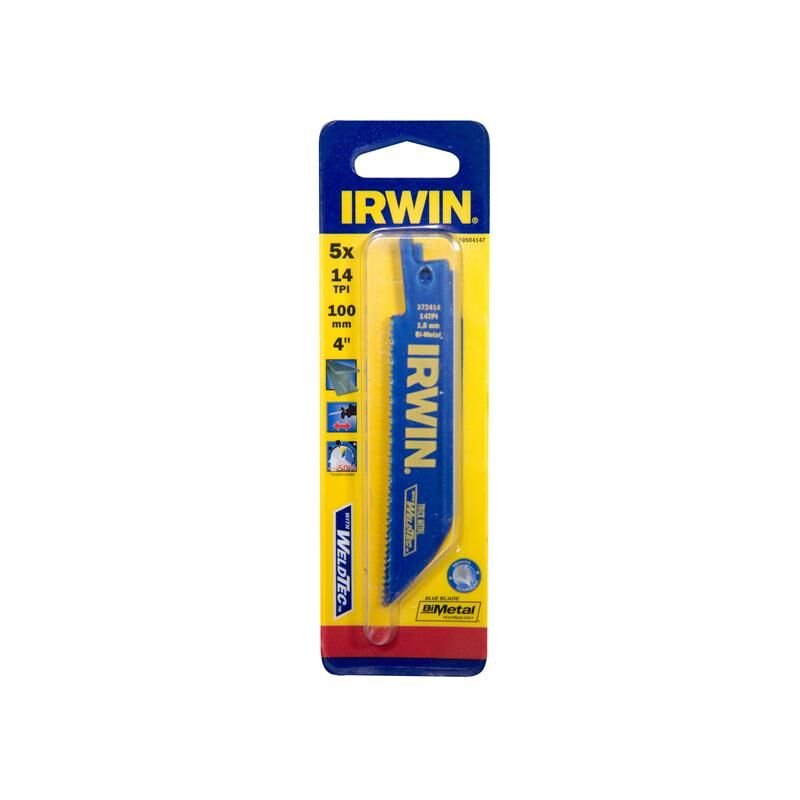 Irwin 10504147 414R Sabre Saw Blade Metal Cutting 100mm 14 TPI x 5 IRW10504147