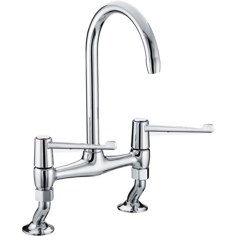 Bristan VAL2 BRDSM C 6 CD Long Lever Bridge Deck Sink Mixer Chrome Kitchen Tap