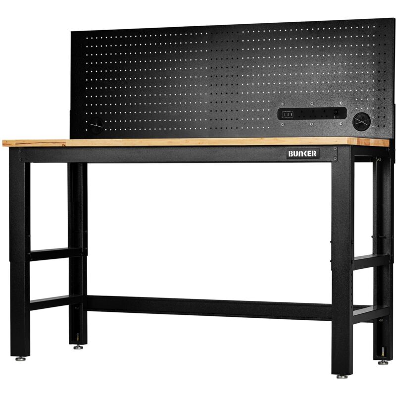 Draper 28096 BUNKER Workbench with Hardwood Worktop and Power Pegboard ...