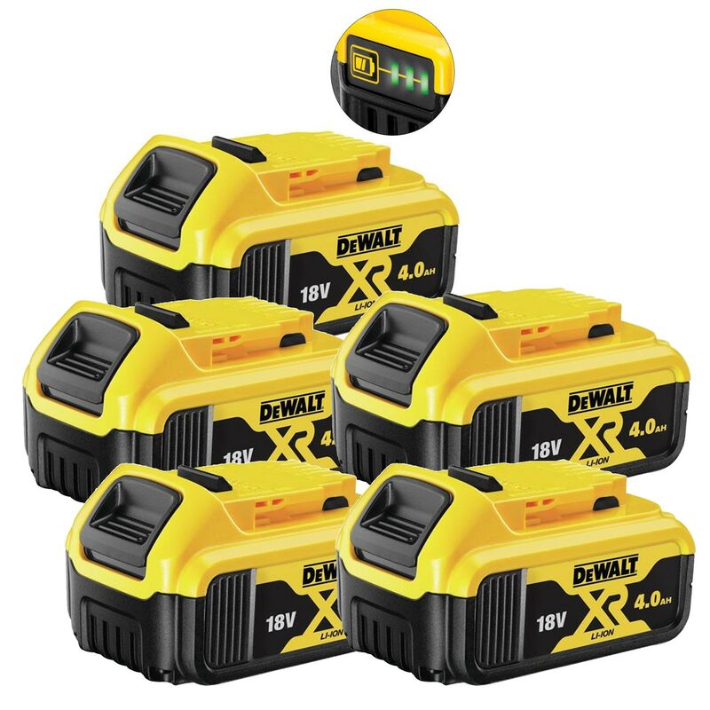 5 X Dewalt Dcb182 18v 40ah Li Ion Battery Xr Range Lithium Ion Genuine 4amp Uk 0257