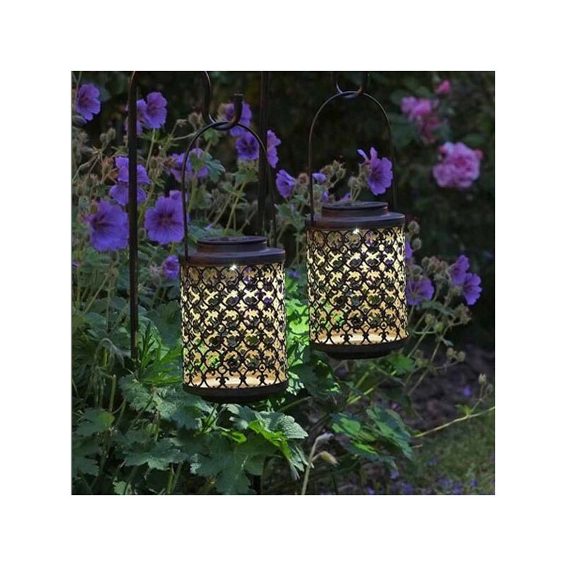 2 x Smart Garden Solar Shepherds Crook Riad Effect Lantern Lights Stake