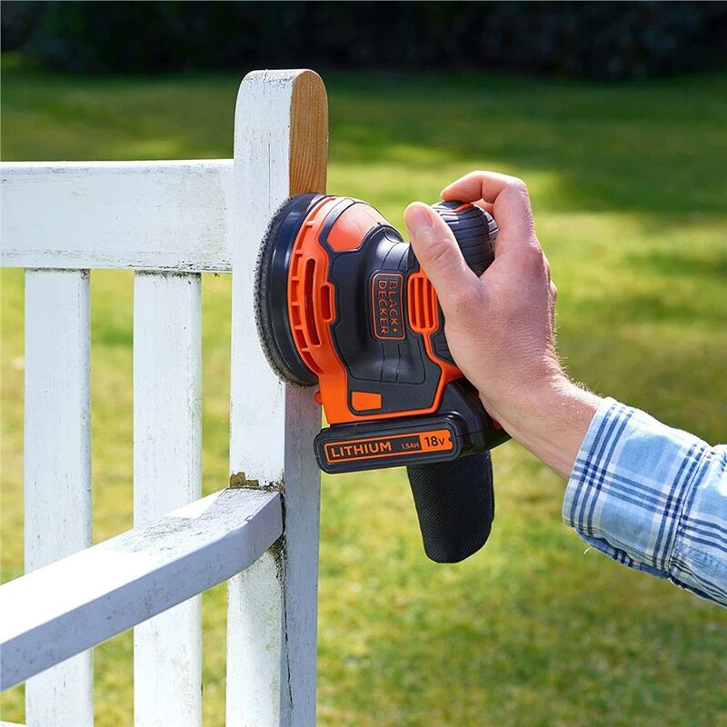 Black & Decker 18V Cordless Orbital Sander 125mm x1 1.5ah Batteries  BDCROS18-GB Buyaparcel