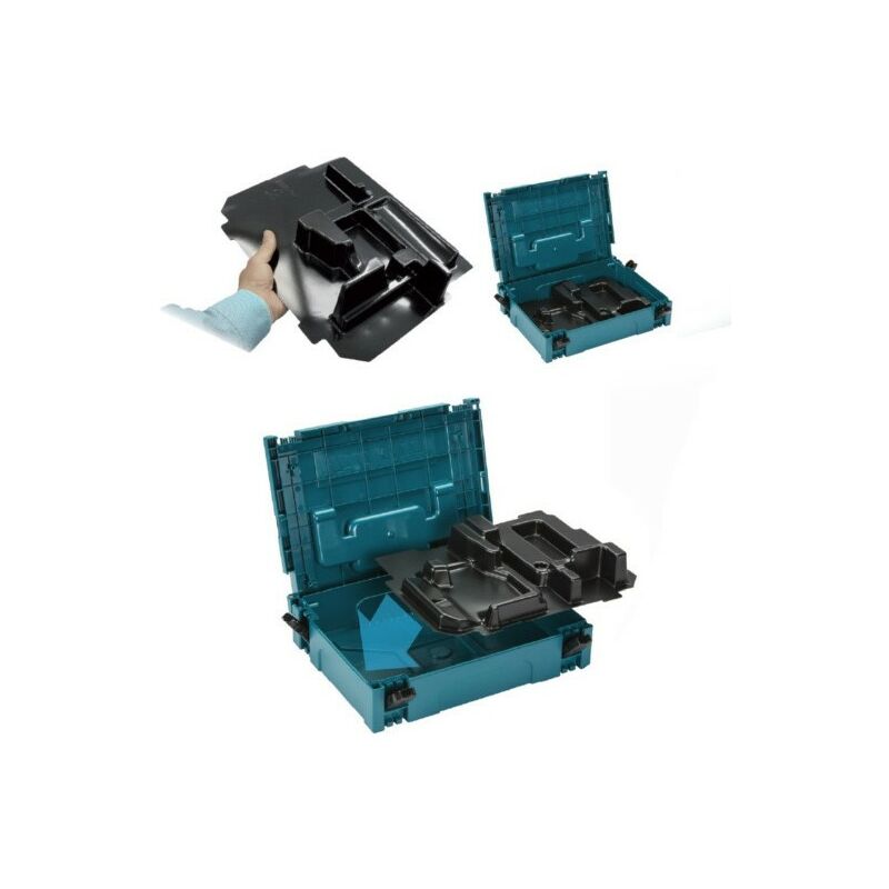 Makita 4 Piece MakPac Connector Stackable Power Tool Case Set and Wheeled  Base