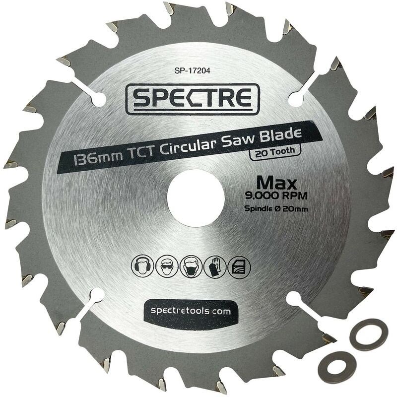 Spectre Pro 136mm x 20mm Bore 20 Tooth Long Life TCT Circular