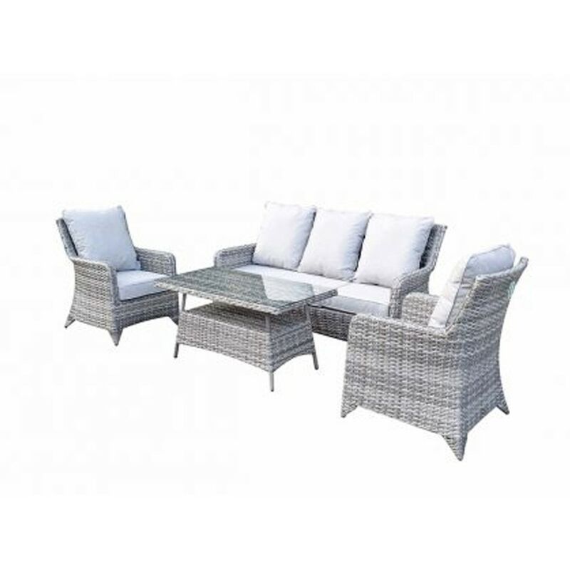Signature Weave Sarah Wicker 5 Seater Sofa Arm Chair Coffee Table Set Grey