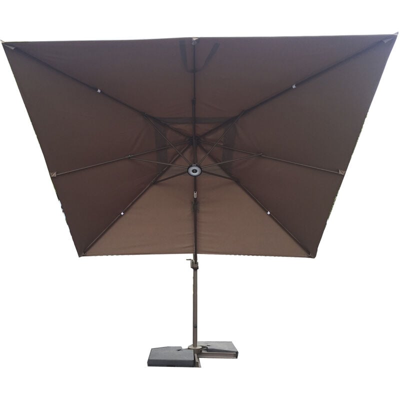 Signature Weave 3 x 3m Square Cantilever Parasol Sun Shade Umbrella Brown Canopy