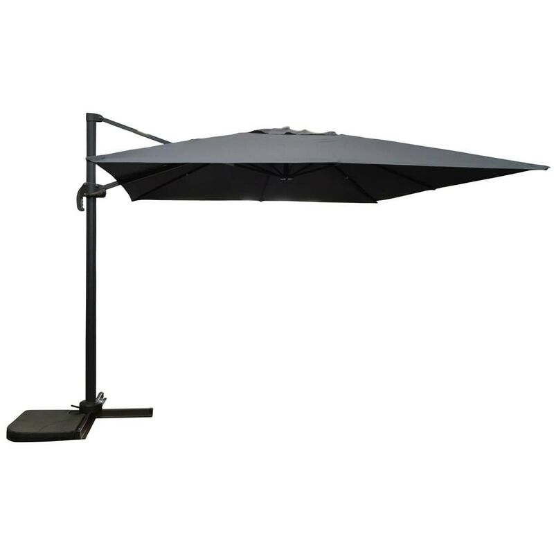 Signature Weave 3 x 3m Square Cantilever Parasol Sun Shade Umbrella Grey Canopy