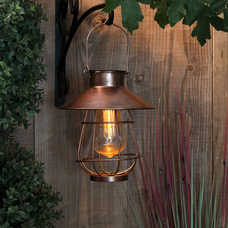 Noma Solar Copper Vintage Style Hanging Light Lantern Garden Fisherman