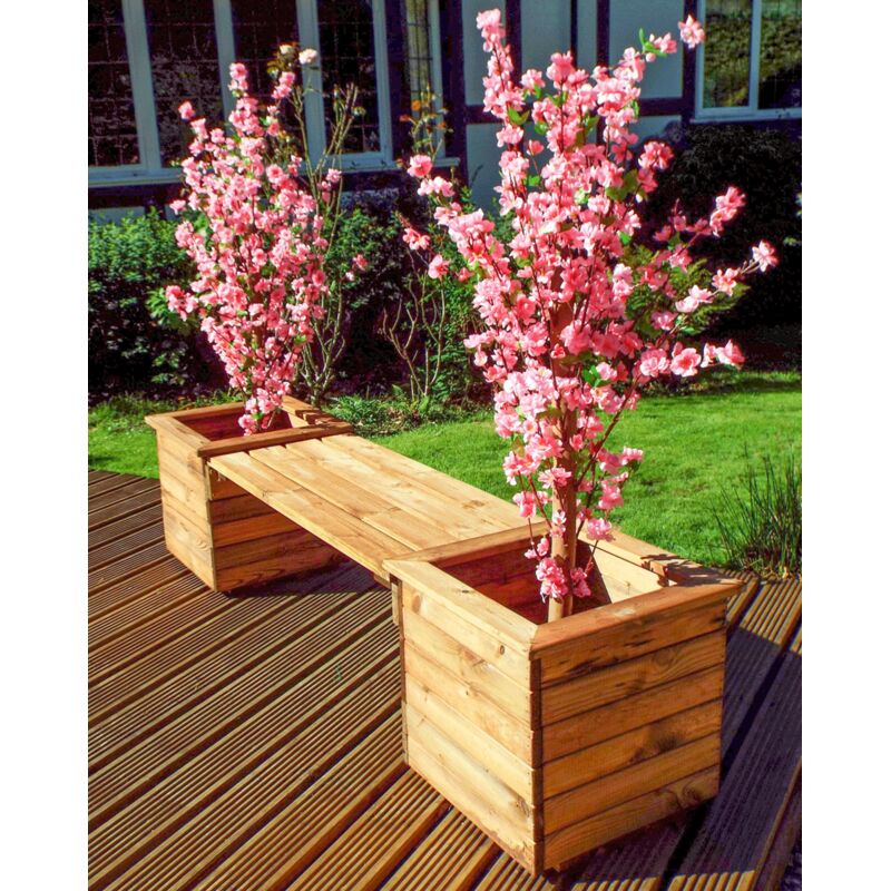 Charles Taylor Wooden Garden Square Raised Planter Bench Seat