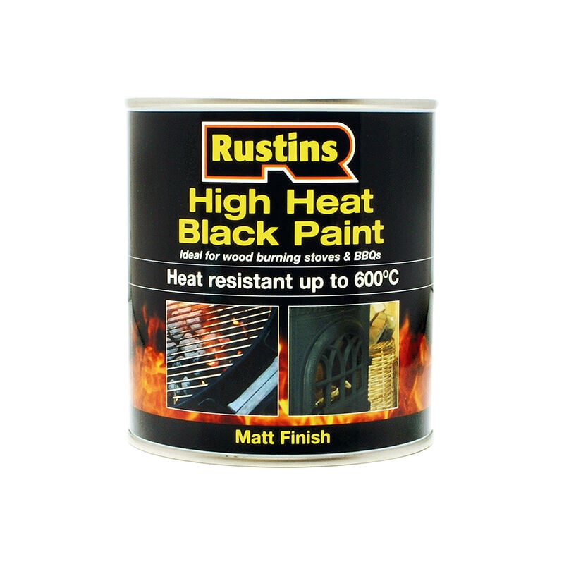 Rustins HRBL500 High Heat Paint 600 C Black 500ml RUSH600BP500