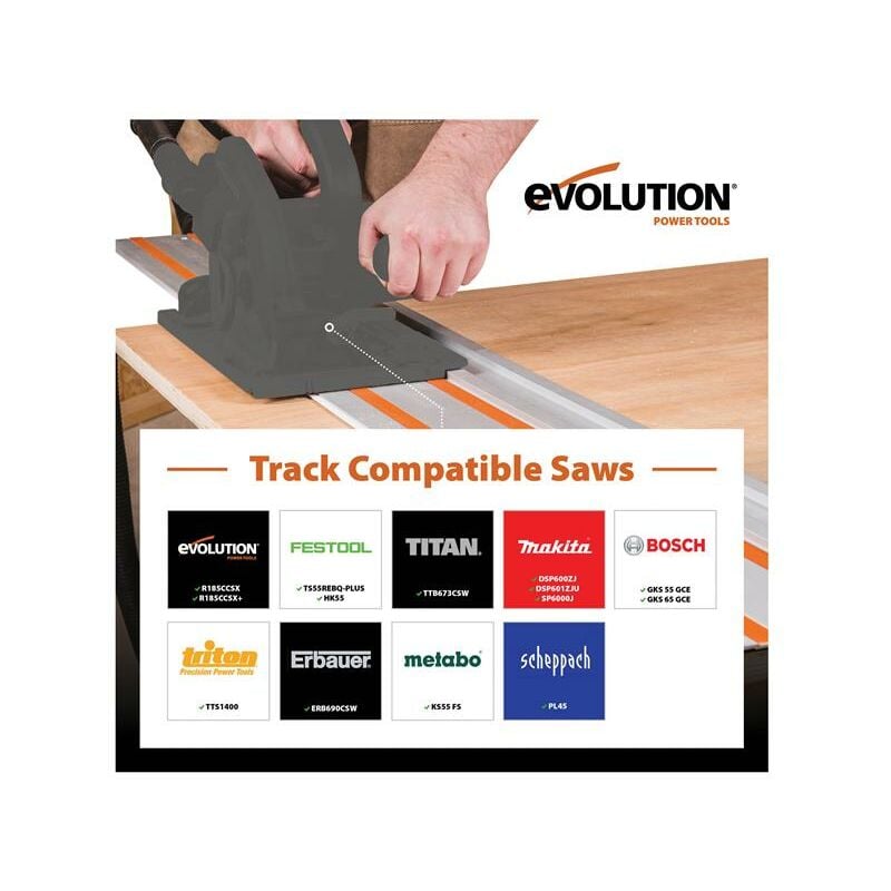 Evolution 2800mm Guide Rail Track Bag Clamps Fits Makita Bosch Saws  Routers