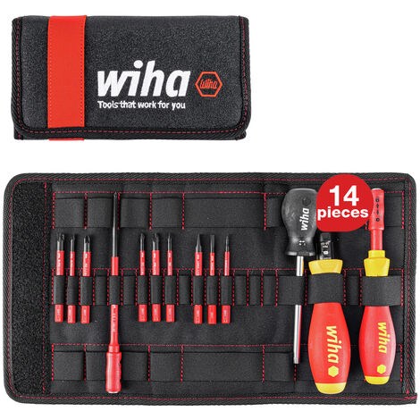 Wiha torque key screwdriver set TorqueVario-S electric (40674) mixed 14 pcs.  0.8-5.0 Nm  incl. folding bag slotted,cross,PlusMinus