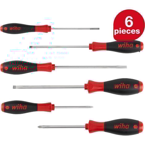 Wiha screwdriver set SoftFinish® (07152) 6 pcs. I screwdriver set for everyday use, craftspeople, industry I fastening tool slotted/cross