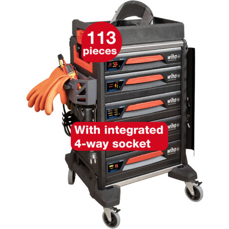 Wiha 44423 eMobility Workshop Trolley Set, 113 Piece WHA44423