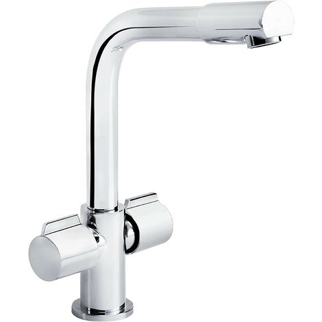 Bristan Cascade Chrome Arch Modern Kitchen Tap Twin Handle Swivel Spout ...