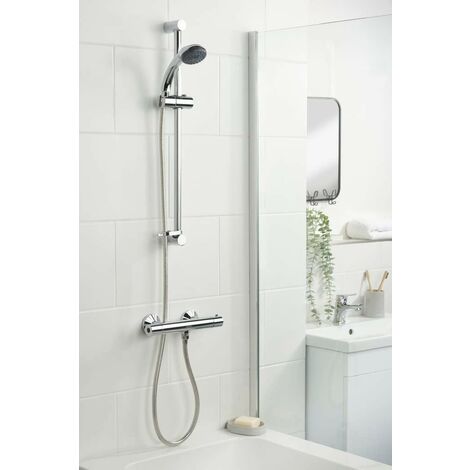 Bristan Thermostatic Bar Mixer Shower Round Chrome Exposed Valve Twin Lever