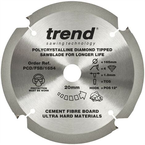 Trend PCD/FSB/1654 PCD Laminate Saw Blade 165mm 20mm Bore DWS520 SP6000 GKT55GC