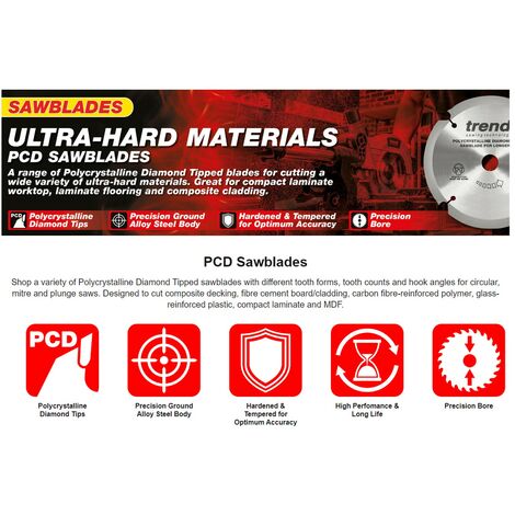 Trend PCD/FSB/1654 PCD Laminate Saw Blade 165mm 20mm Bore DWS520 SP6000 GKT55GC