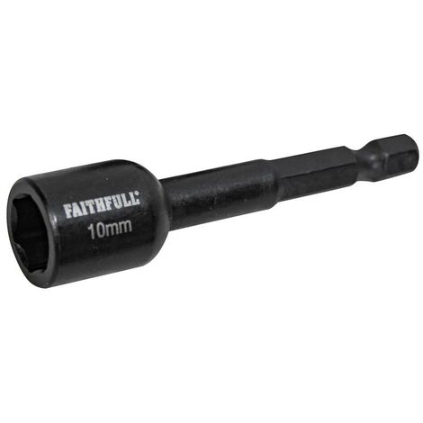 Faithfull Magnetic Impact Nut Driver 10mm x 1/4in Hex FAISBMNUT10I