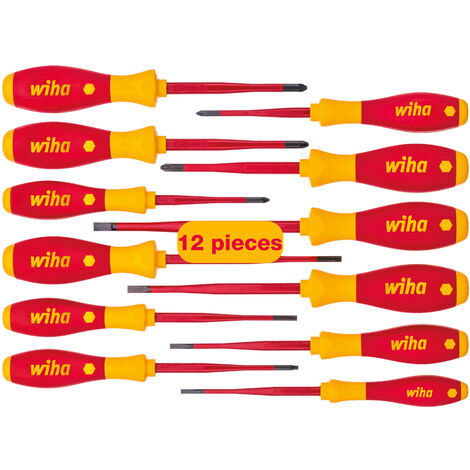 Wiha screwdriver set 12 pcs. electricians VDE tested, insulated 1,000 V (41003) I professional screwdriver set with thin tip slotted/cross/Phillips/Torx/PlusMinus I electrician tool