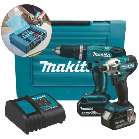 Makita 18v DLX2336ST Twin Kit - DHP453 Hammer Drill + DTD156 Impact Driver 2x5ah (1/5)