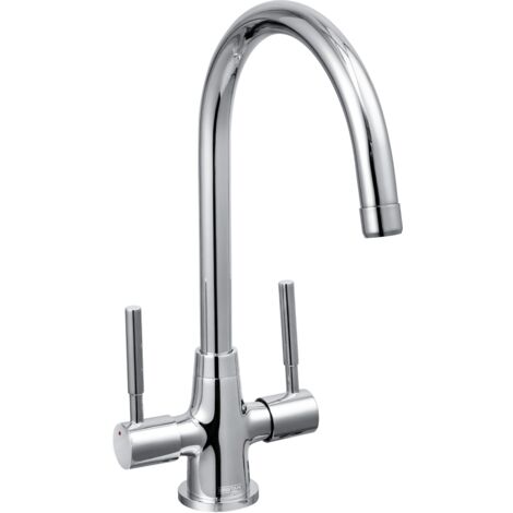 Bristan DU SNK C Dune Monobloc Kitchen Tap Chrome Twin Lever + Fixings + Flexis