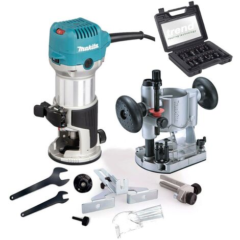 Makita RT0702CX4 240V 1/4"" Router Laminate Trimmer Guide Plunge Base + Trend Set (1/5)