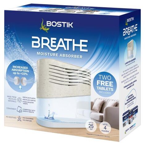 Bostik Breathe moisture absorber for bathrooms, kitchens, laundry rooms – 1.2L tank capacity – Sustainable design from recycled materials (1/5)