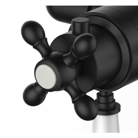 Matt Black Thermostatic Traditional Exposed Shower Mixer Valve - 137mm 150mm