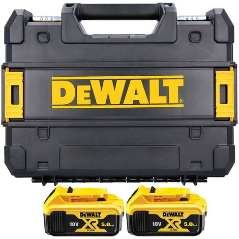 Dewalt DCB184 5.0ah 18v XR Lithium Ion Battery Twin Pack + Tstak Drill Case