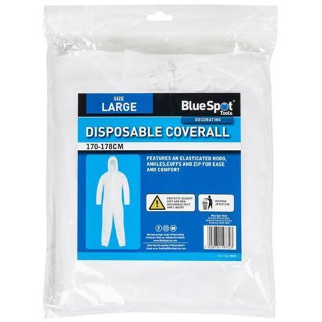 BlueSpot Tools 19772 Disposable Coverall Overall White Large 170-178cm B/S19772 (1/2)