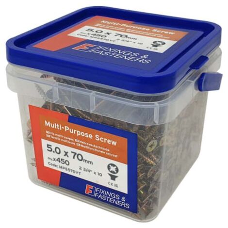 ForgeFix MPS570YT Multi-Purpose Pozi Compatible Screw CSK ST ZYP 5 x 70mm x450