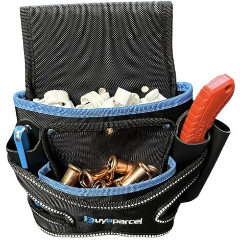 BAP 2 Pocket Screw Nail Heavy Duty Hand Tool Belt Pouch Holder Black Work Belt
