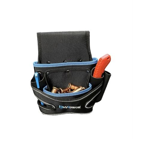 BAP 2 Pocket Screw Nail Heavy Duty Hand Tool Belt Pouch Holder Black Work Belt