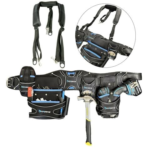 BAP 5PC Heavy Duty Champion Tool Belt & Braces Set Pouch Holster Holder Black