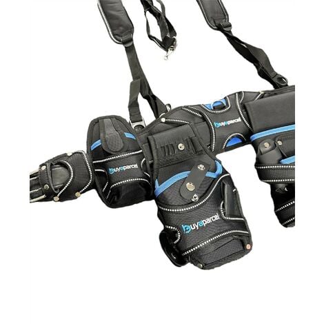 BAP 5PC Heavy Duty Champion Tool Belt & Braces Set Pouch Holster Holder Black