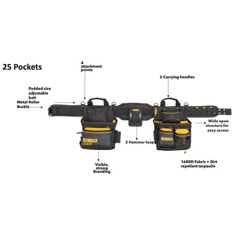 Dewalt DWST40603-1 Heavy Duty Tool Rig Toolbelt Drill Pouch + Brace Suspenders