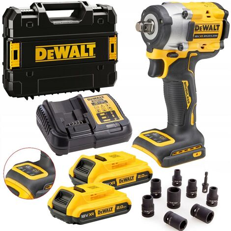 Dewalt 18v XR DCF921D2 Brushless 1/2"" Torque Wrench Tstak 2X2Ah + 9PC Socket Set (1/5)