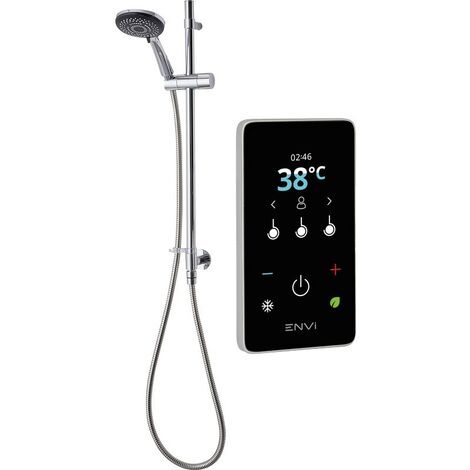 Triton ENVi Wired Thermostatic Electric Shower 9.0KW Riser Rail Matt Silver