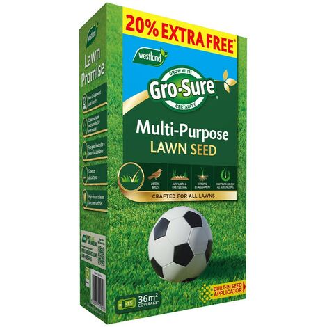 Westland Gro-Sure Multi Purpose Lawn Grass Seed 36m2 - 30m2 + 20% Extra (1/3)