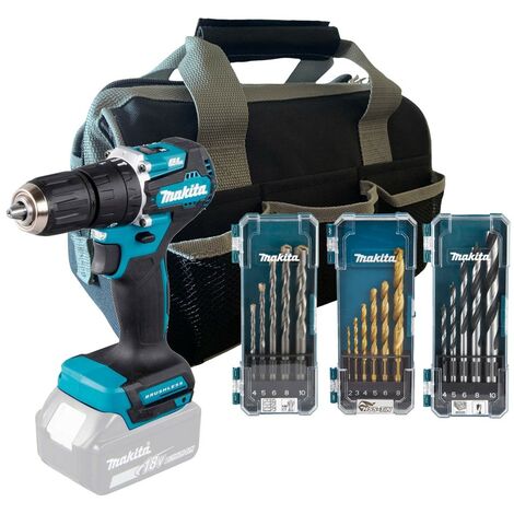 Makita DHP487Z 18v LXT Lithium Brushless Combi Hammer Bare + Bag + 16PC Bit Set (1/5)